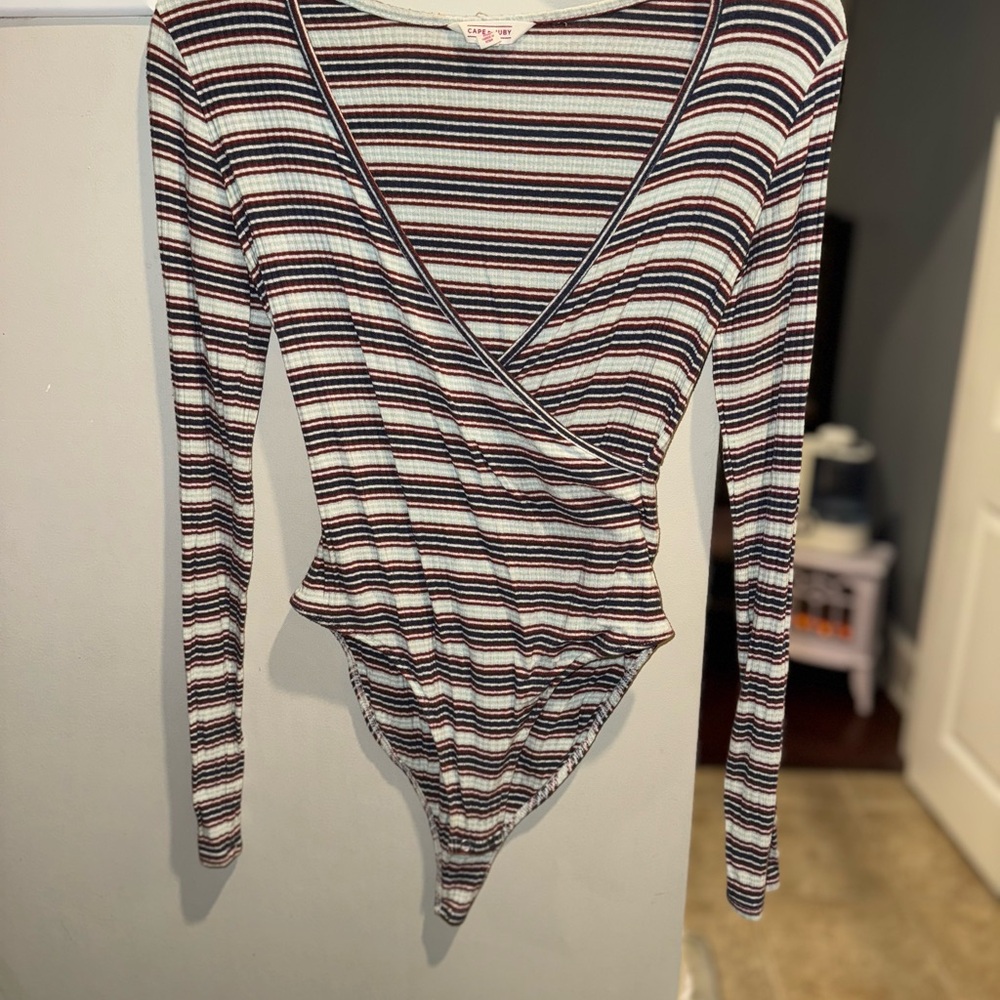 Cape Juby White and Gray Wrap Bodysuit